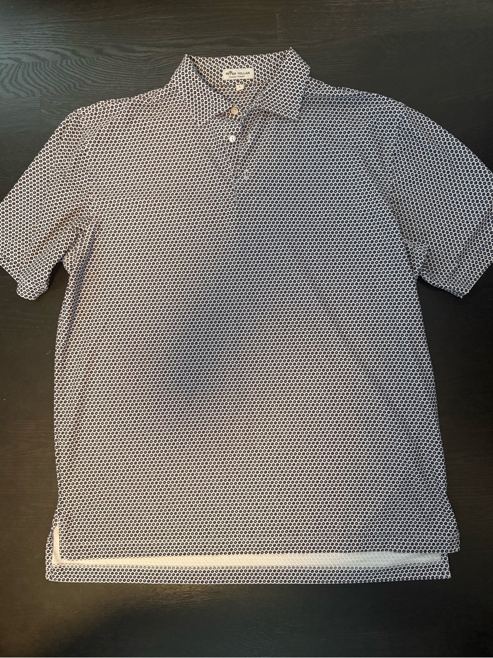 Peter Millar Navy and White Polo Records All over Print PGA West
